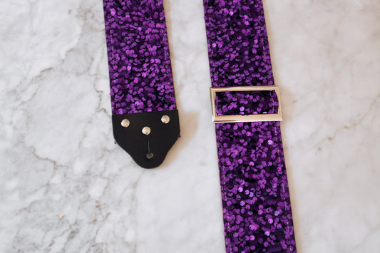 Custom wide 3" Purple 'Sequin' Guitar/Bass Hippie Strap