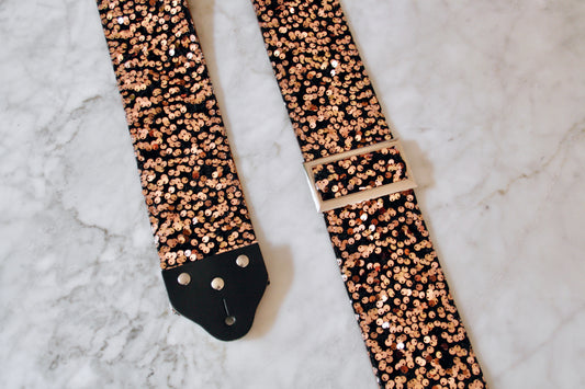 Custom wide 3" Gold 'Sequin' Guitar/Bass Hippie Strap