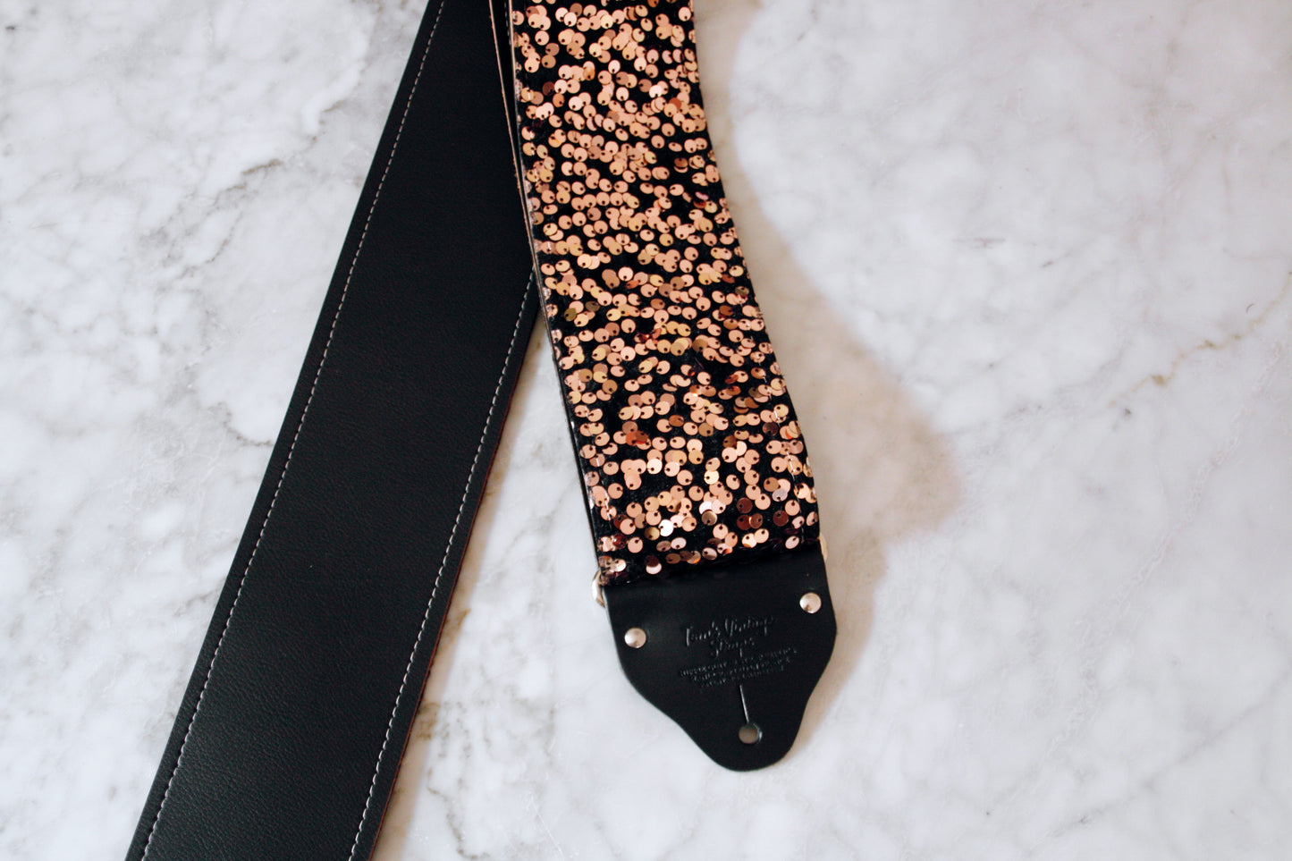 Custom wide 3" Gold 'Sequin' Guitar/Bass Hippie Strap