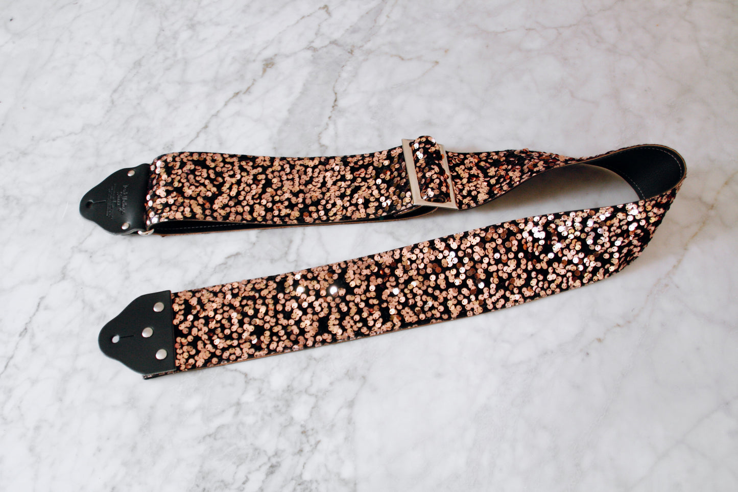 Custom wide 3" Gold 'Sequin' Guitar/Bass Hippie Strap