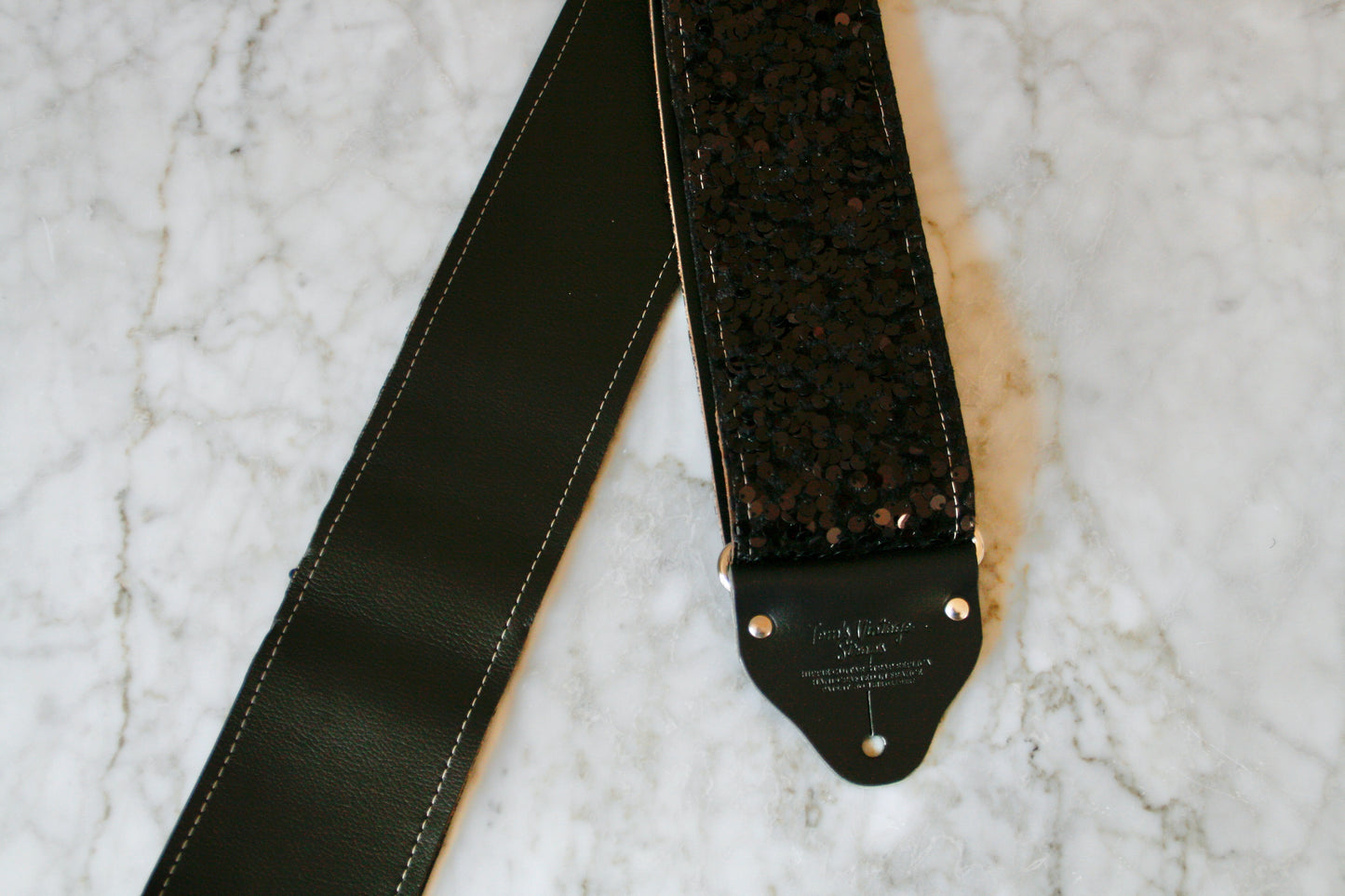 Custom wide 3" Black 'Sequin' Guitar/Bass Hippie Strap