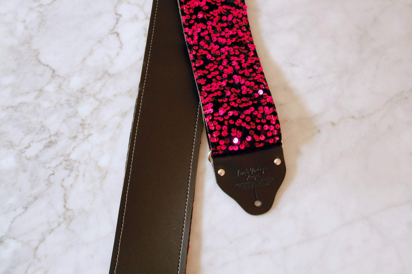 Custom wide 3" Pink 'Sequin' Guitar/Bass Hippie Strap