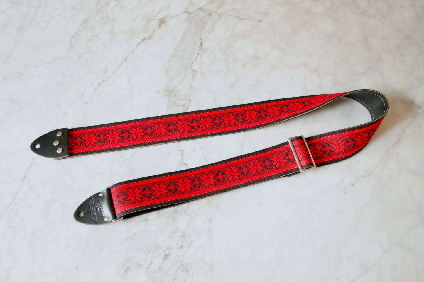 Red 'Poinsettia' Guitar/Bass Hippie Strap