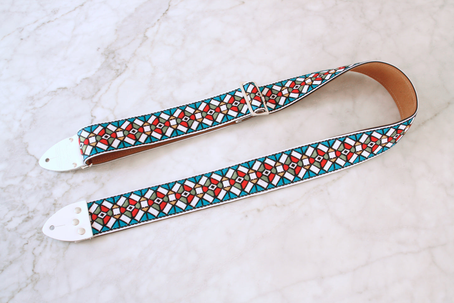 Blue 'Stained Glass' Guitar/Bass Hippie Strap