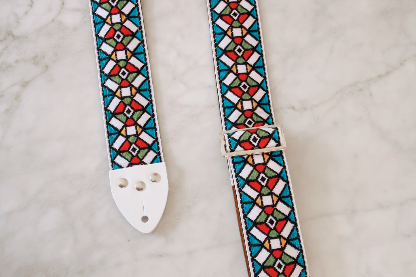 Blue 'Stained Glass' Guitar/Bass Hippie Strap