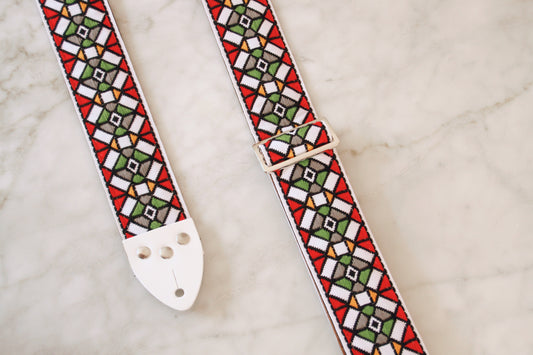 Red 'Stained Glass' Guitar/Bass Hippie Strap
