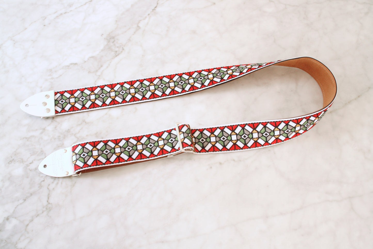 Red 'Stained Glass' Guitar/Bass Hippie Strap