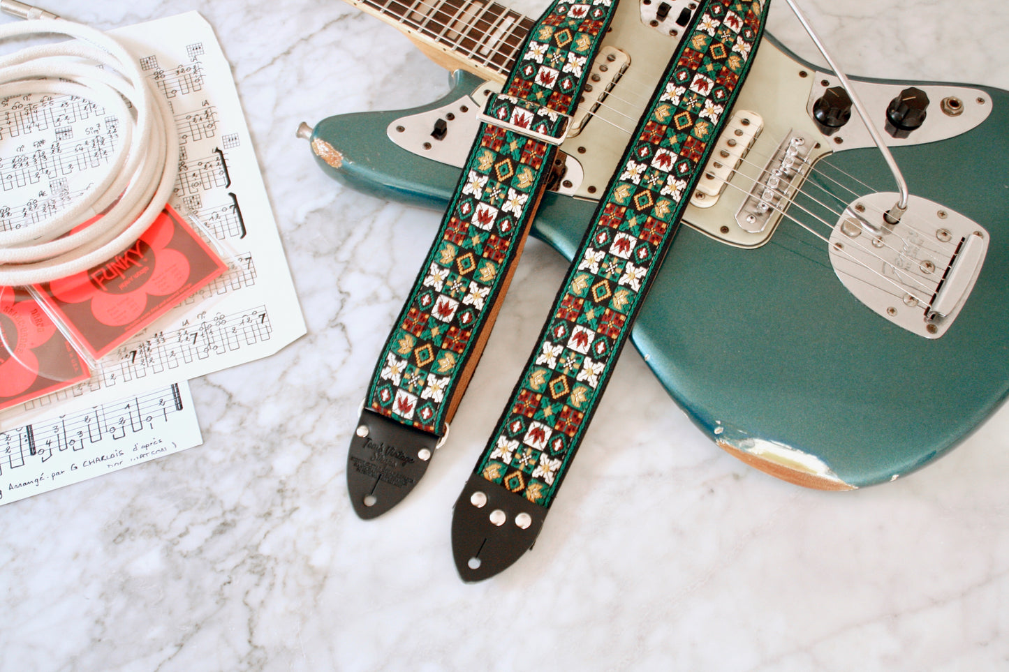 Forest Green 'Woodstock' Guitar/Bass Hippie Strap