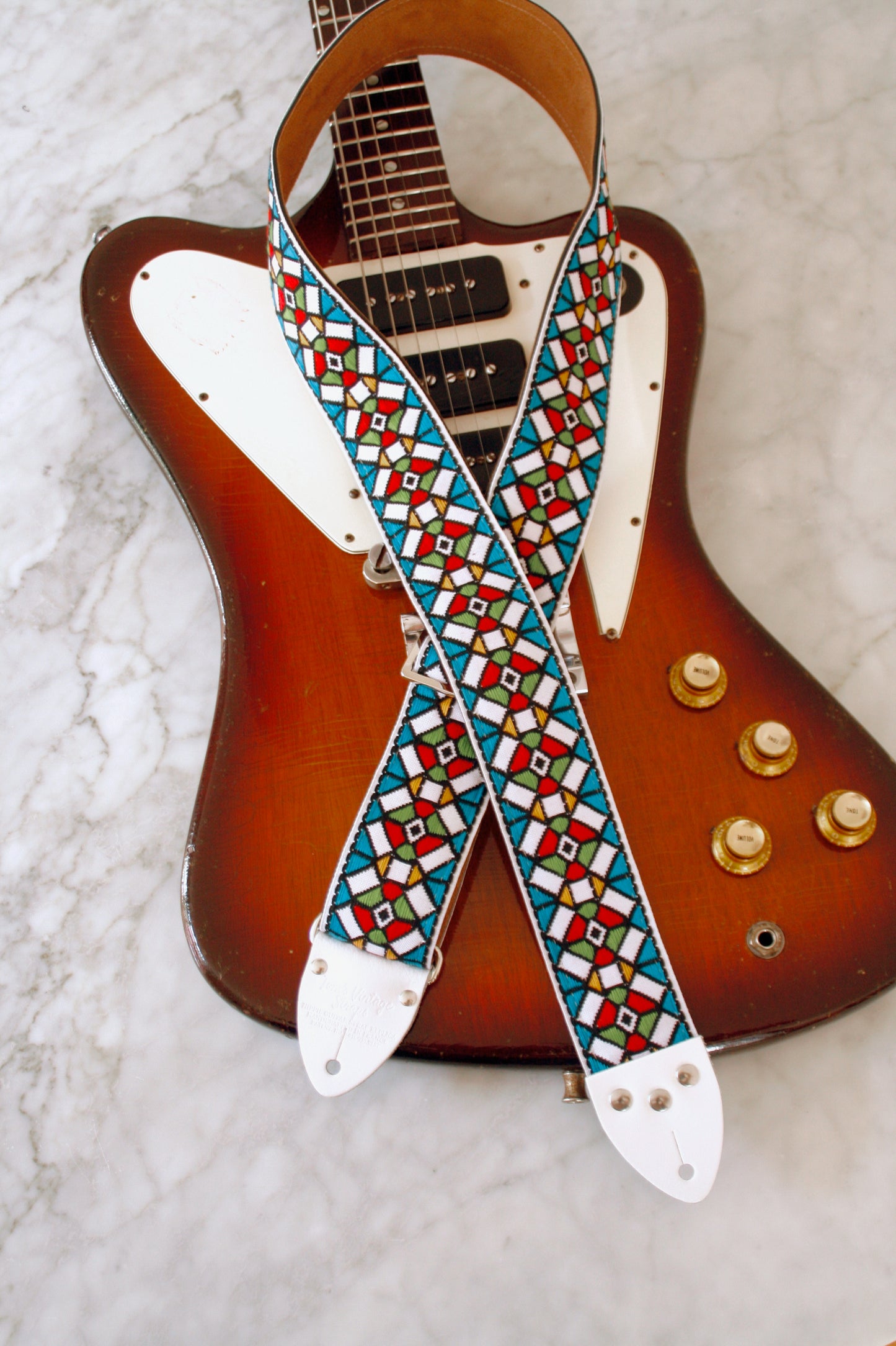 Blue 'Stained Glass' Guitar/Bass Hippie Strap