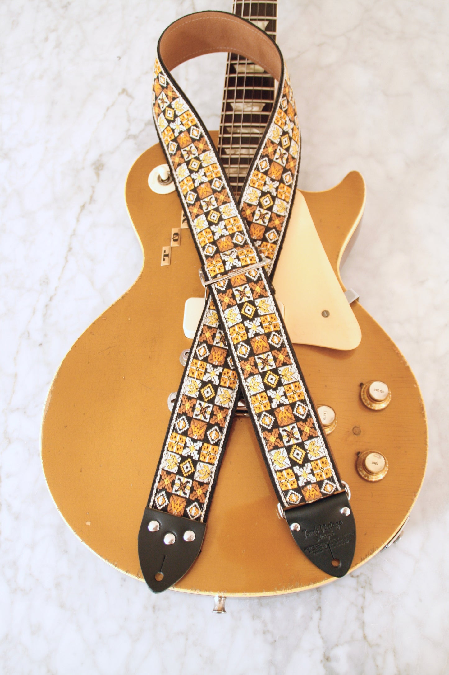 Gold 'Woodstock' Guitar Bass Hippie Strap