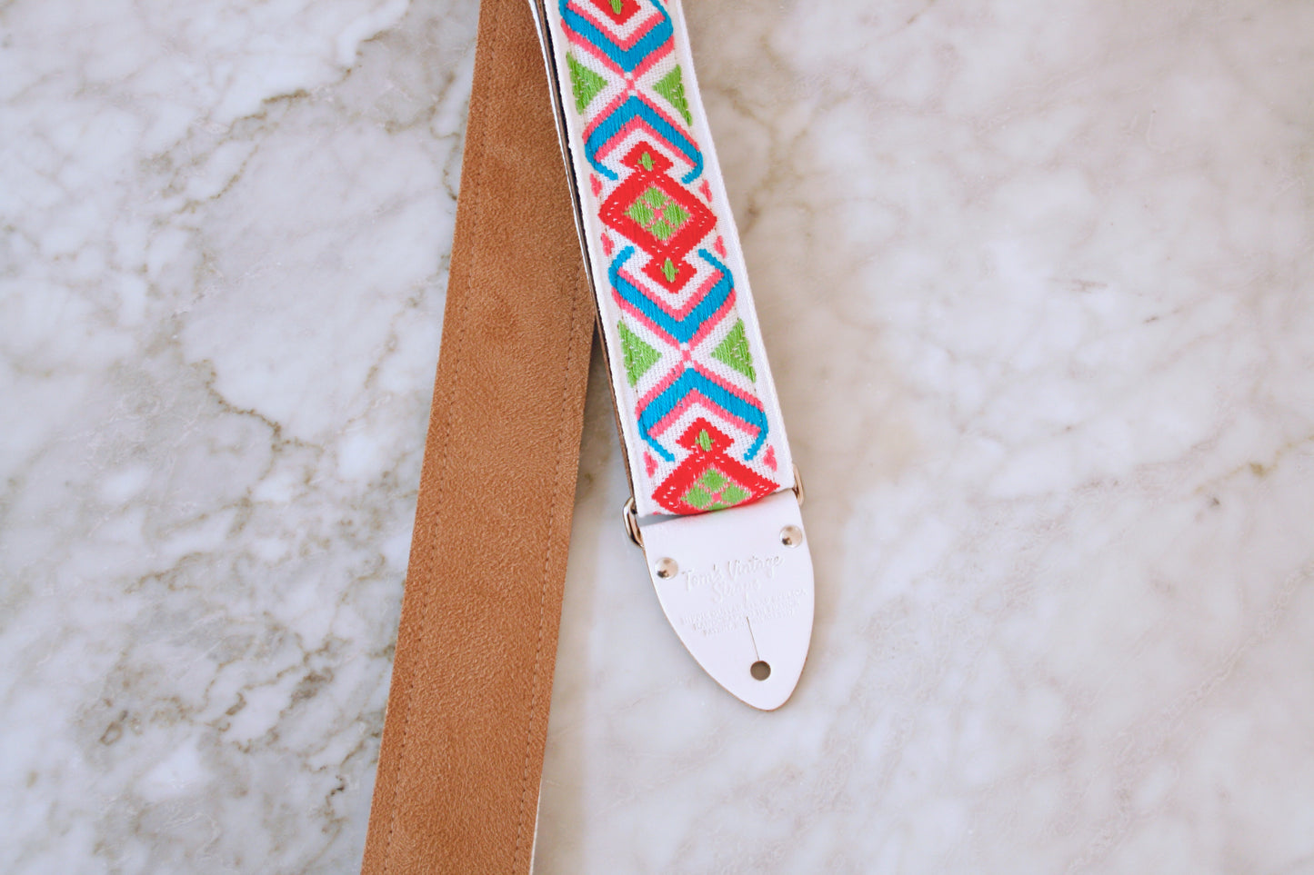 White 'Lotus' Guitar/Bass Hippie Strap