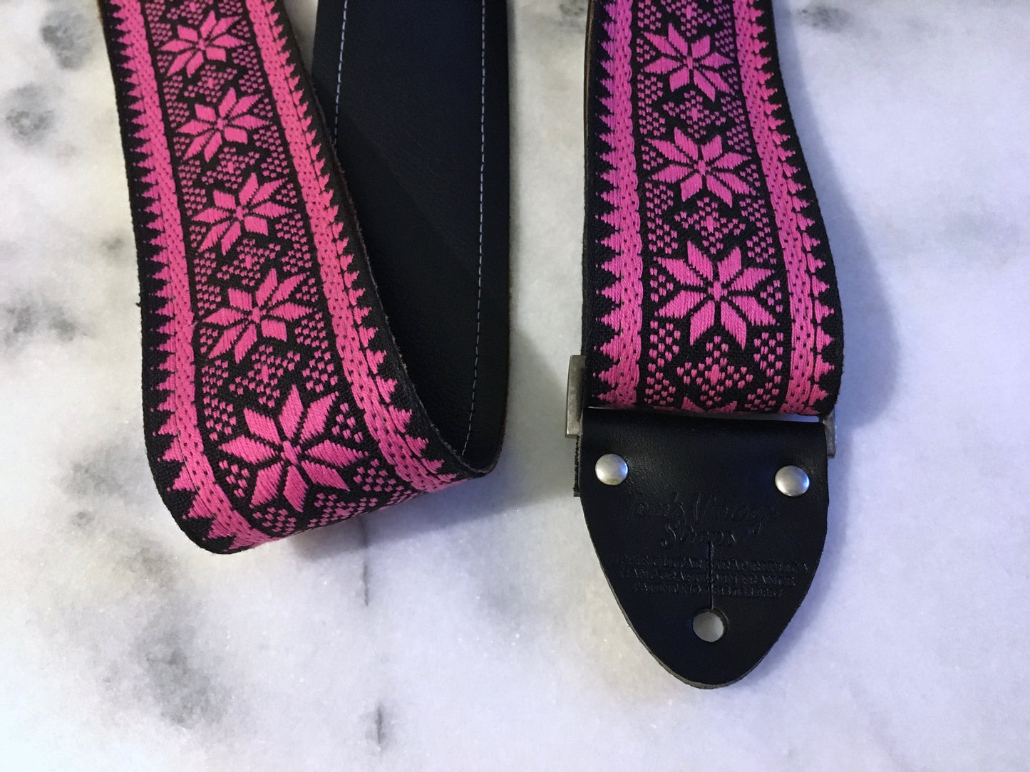 Pink 'Poinsettia' Guitar/Bass Hippie Strap