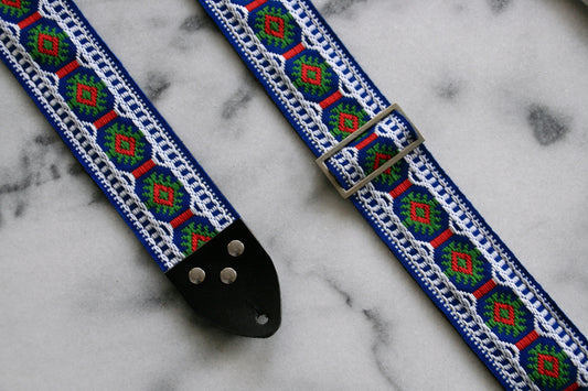 Blue 'Pillars' Guitar/Bass Hippie Strap