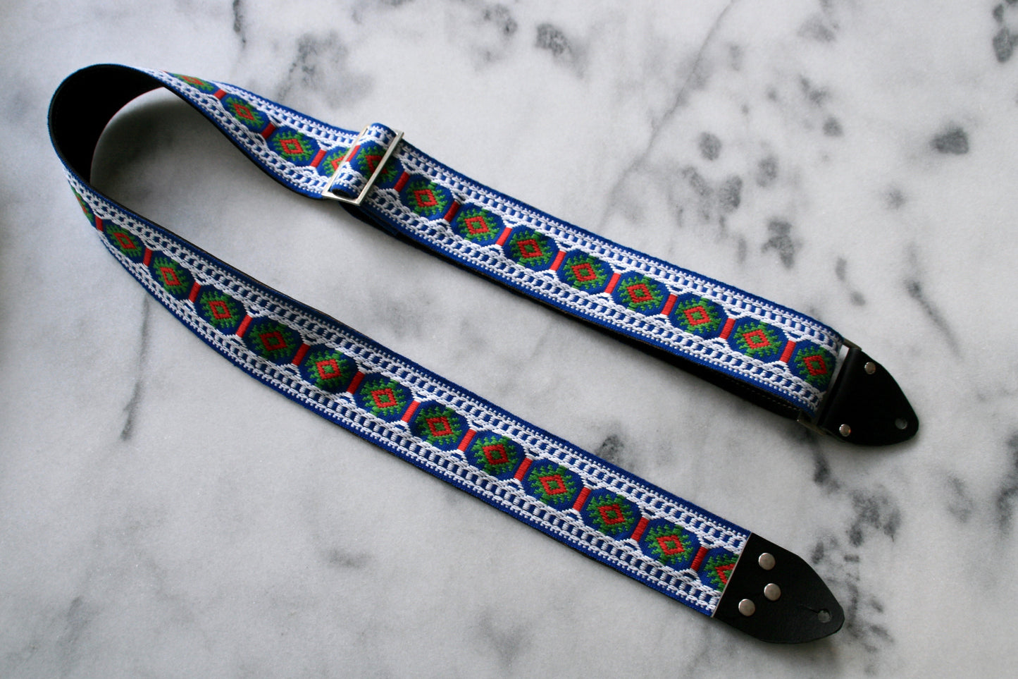Blue 'Pillars' Guitar/Bass Hippie Strap