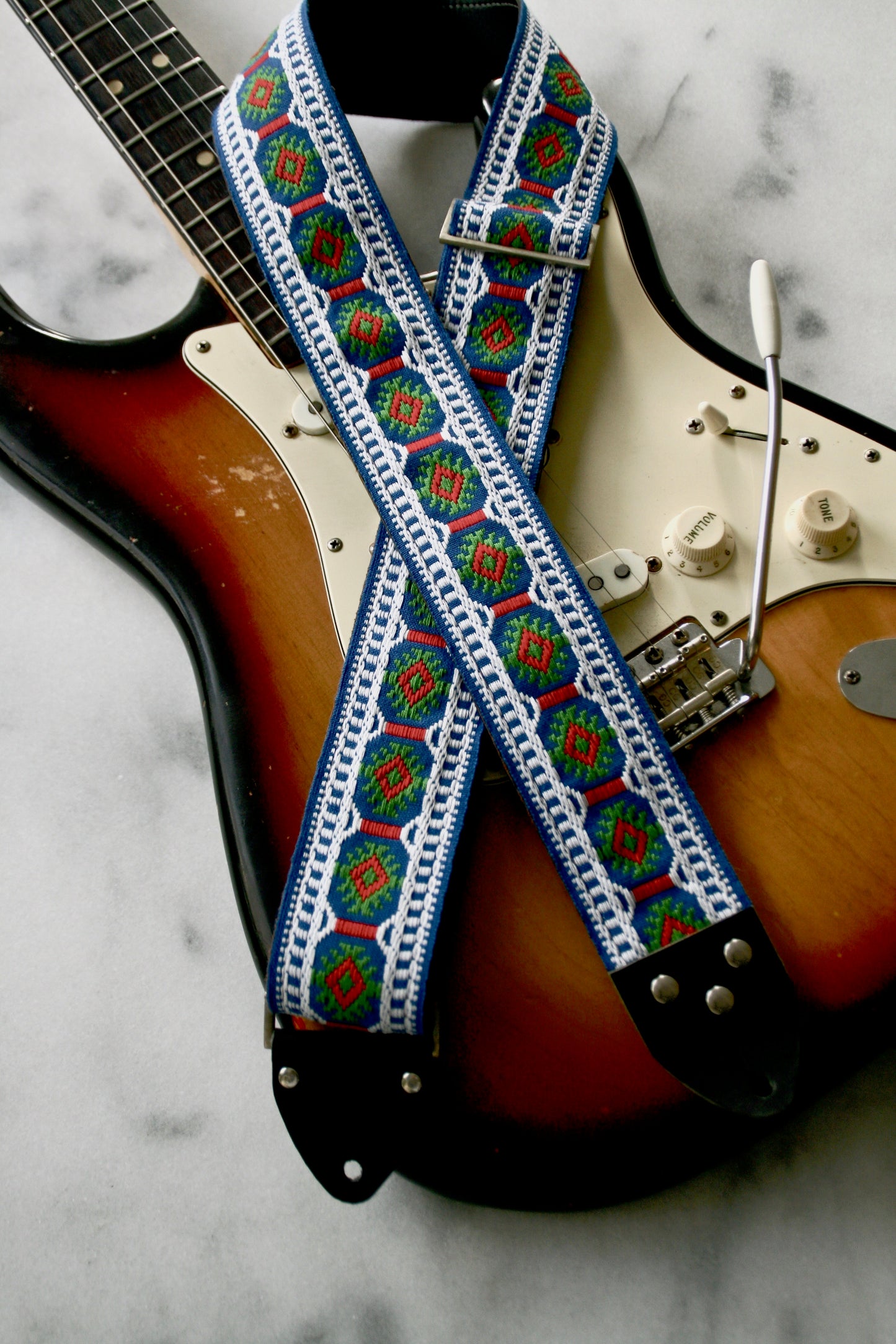 Blue 'Pillars' Guitar/Bass Hippie Strap