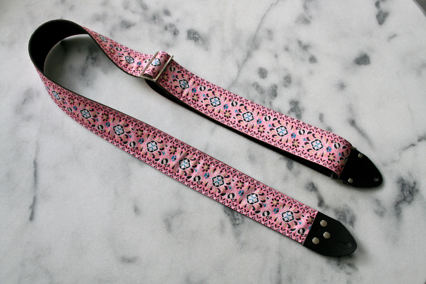 Pink 'Peacock' Guitar/Bass Hippie Strap