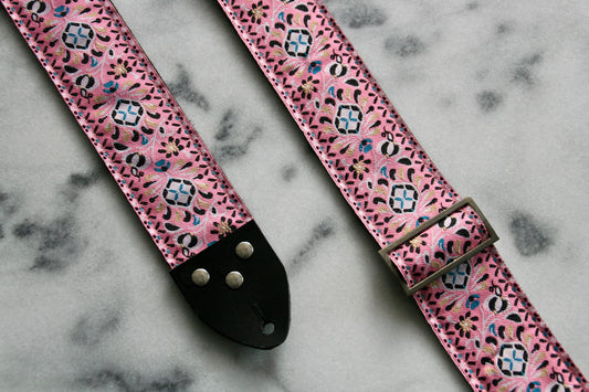 Pink 'Peacock' Guitar/Bass Hippie Strap