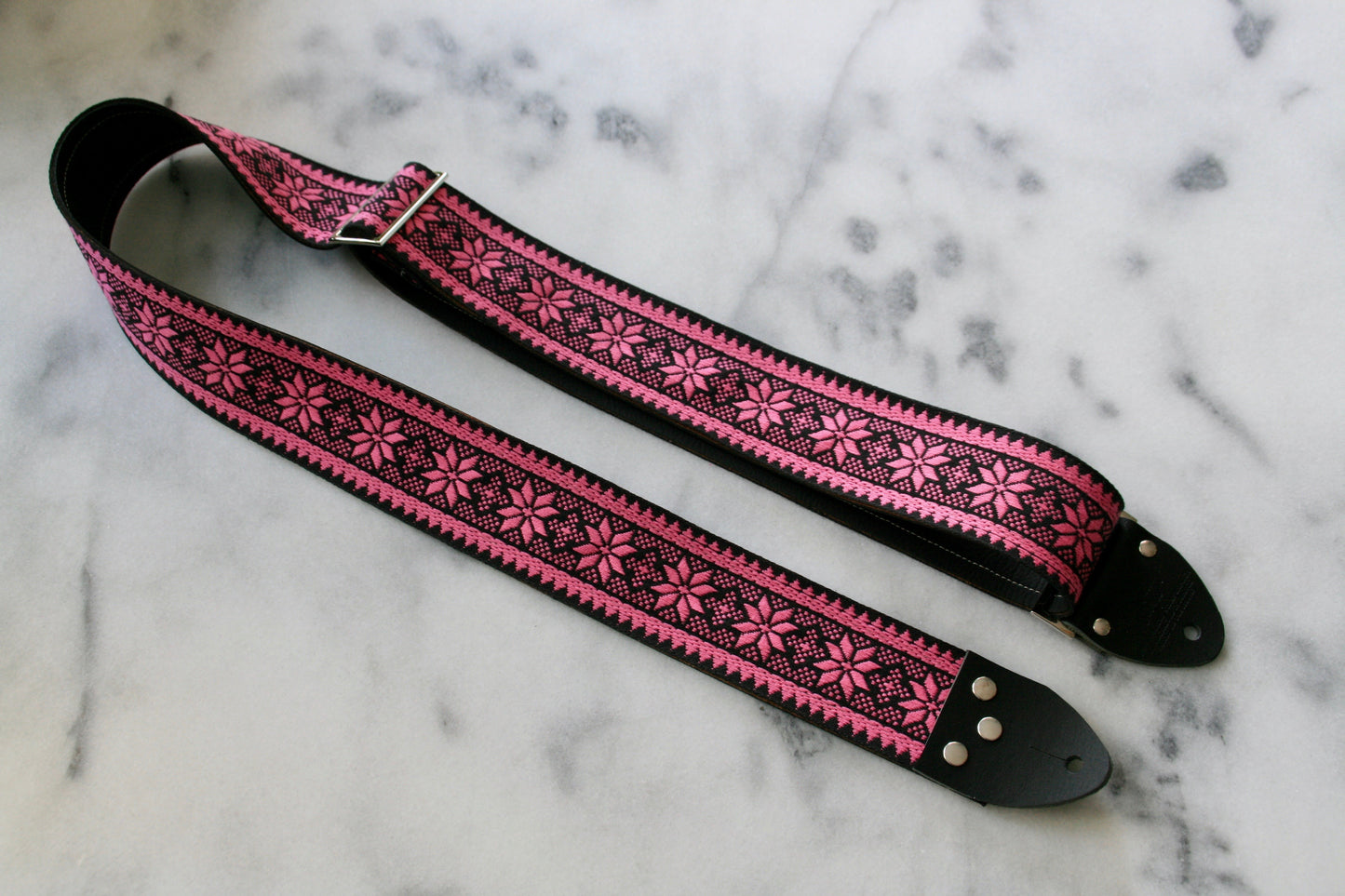 Pink 'Poinsettia' Guitar/Bass Hippie Strap