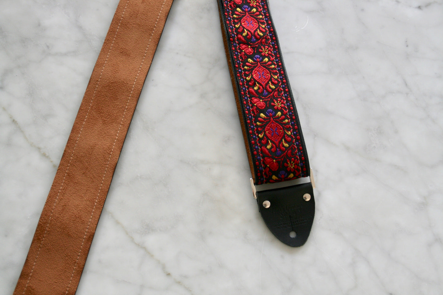 Burgundy 'Peacock' Guitar/Bass Hippie Strap