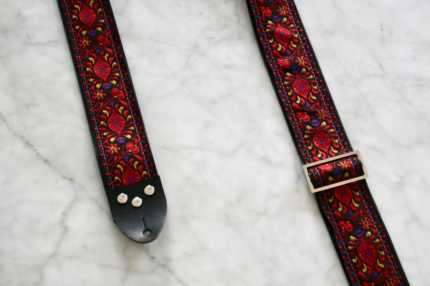 Burgundy 'Peacock' Guitar/Bass Hippie Strap