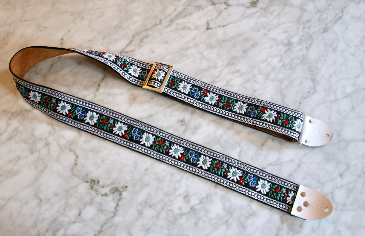 White 'Edelweiss' Guitar/Bass Hippie Strap