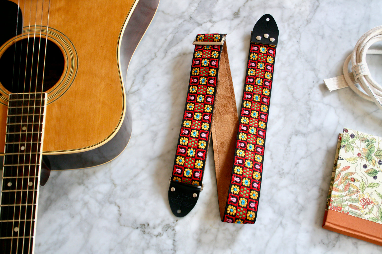 Red 'Stella' Guitar/Bass Hippie Strap