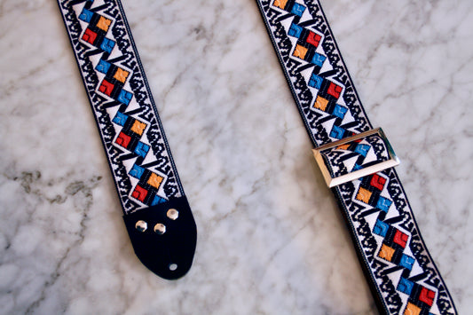 White 'Diamonds' Guitar/Bass Hippie Strap