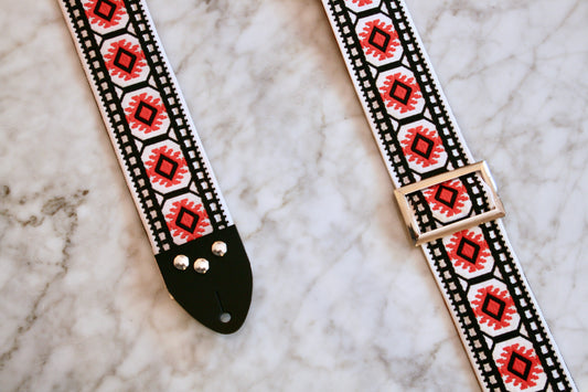 White 'Pillars' Guitar/Bass Hippie Strap