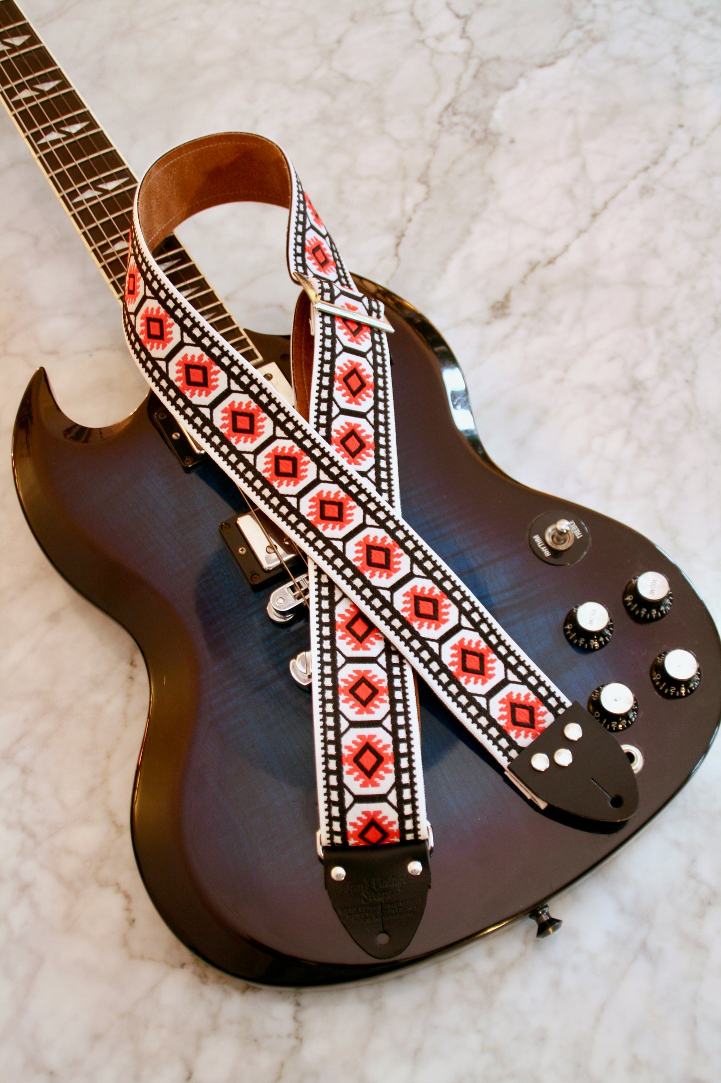 White 'Pillars' Guitar/Bass Hippie Strap