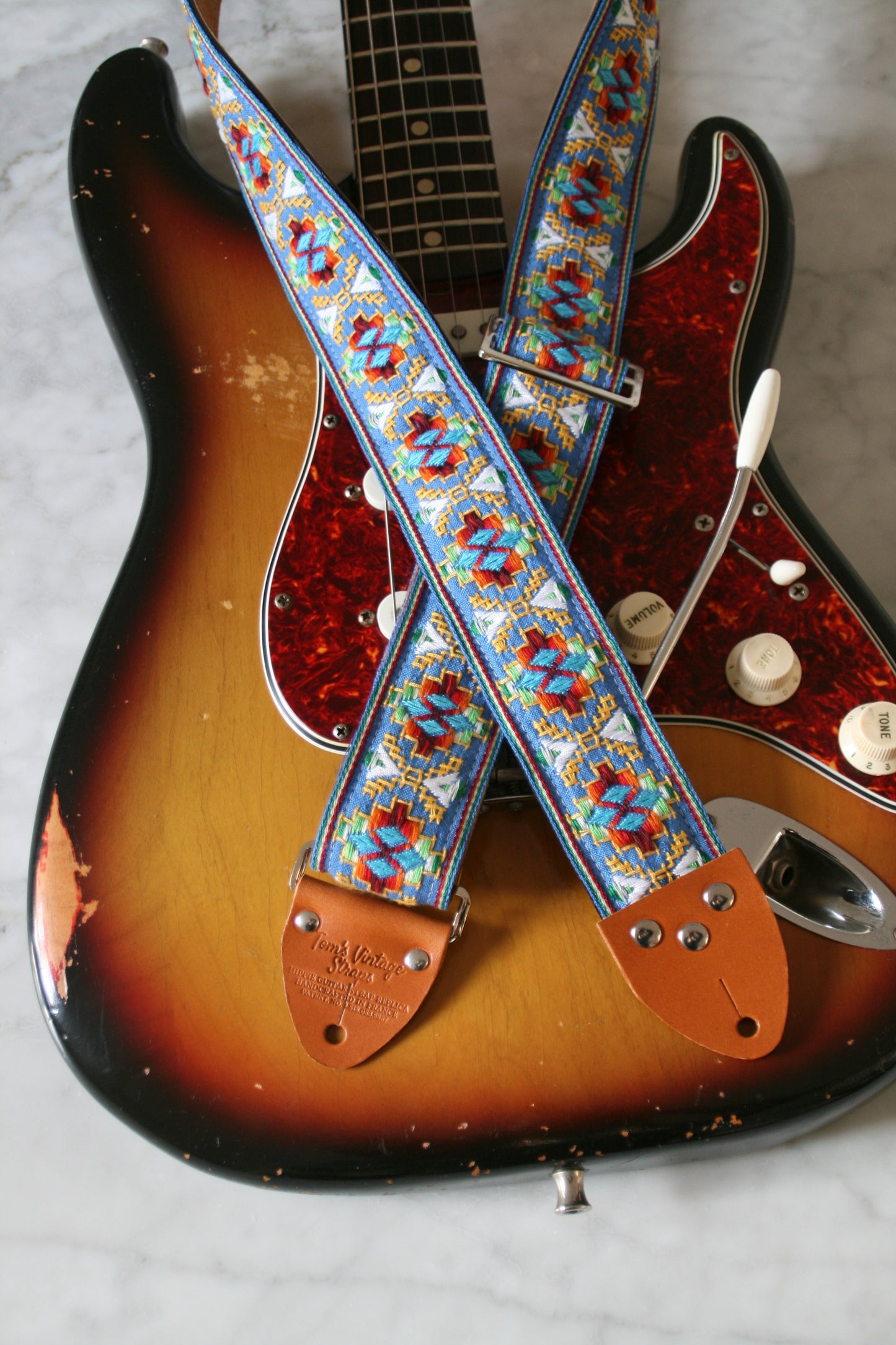 Blue 'Southwest' Guitar/Bass Hippie Strap