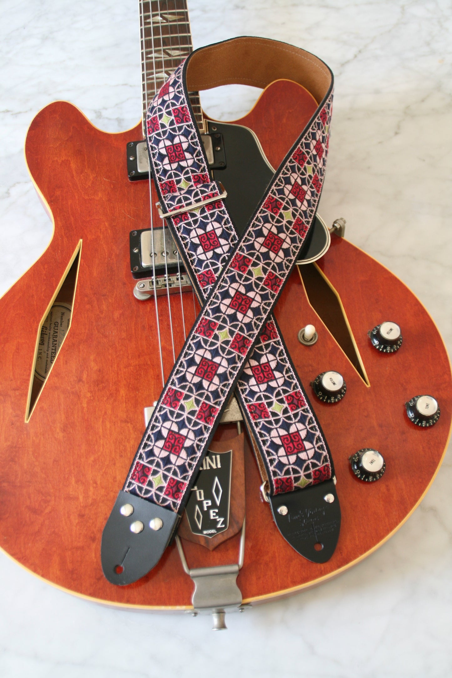 Burgundy 'Virginia' Guitar/Bass Hippie Strap