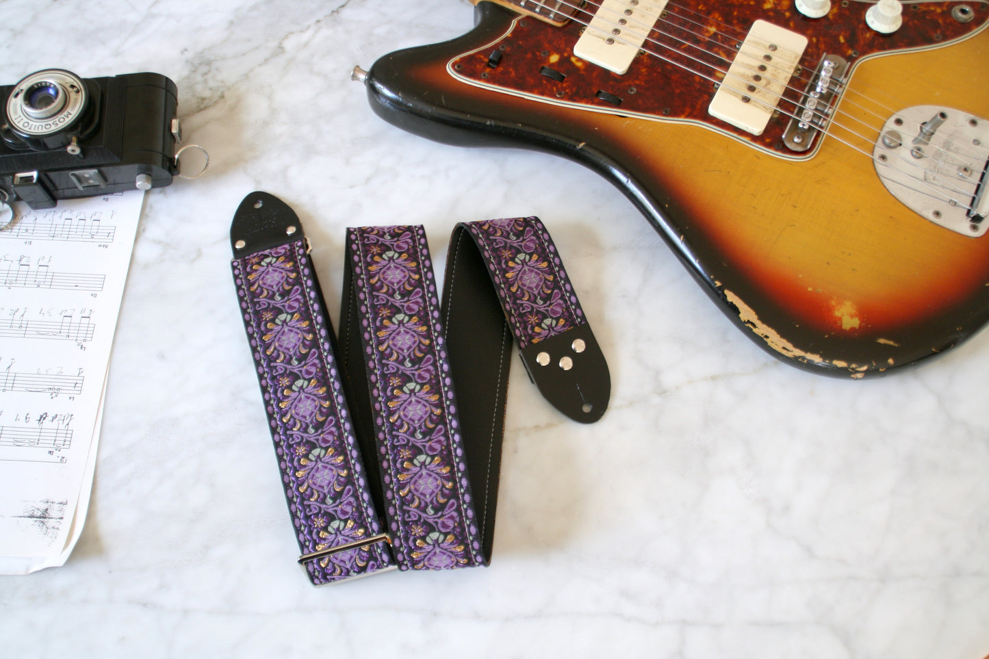 Mauve 'Peacock' Guitar/Bass Hippie Strap