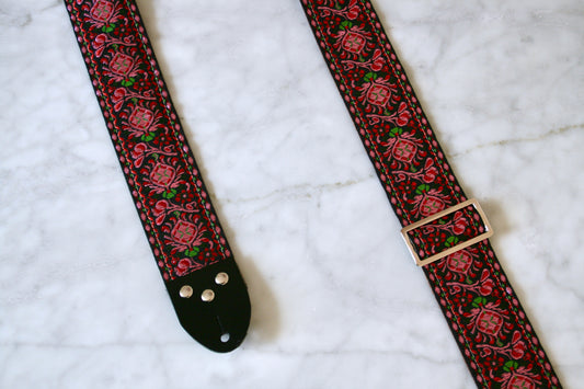 Crimson 'Peacock' Guitar/Bass Hippie Strap