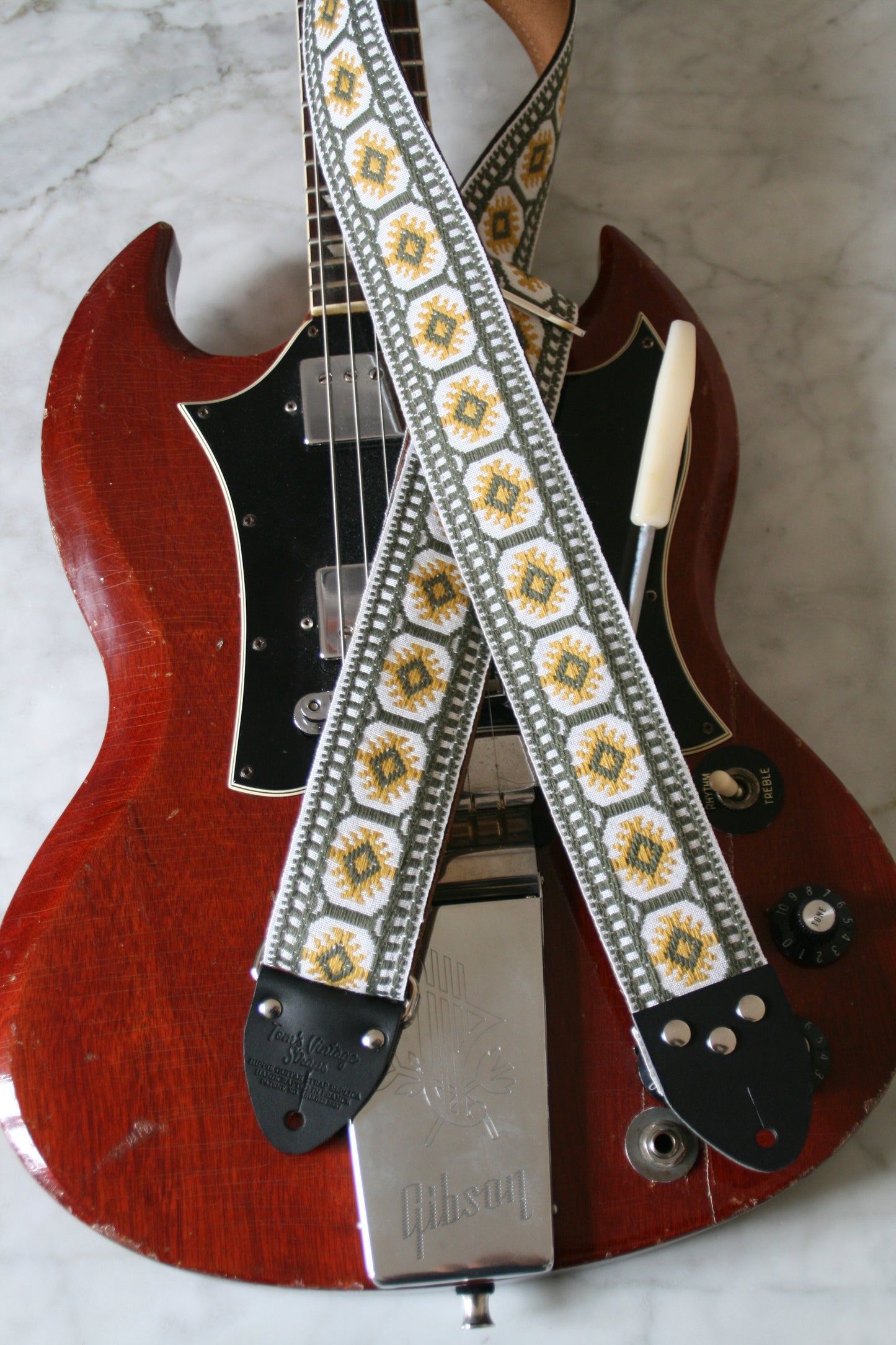 Mustard 'Pillars' Guitar/Bass Hippie Strap