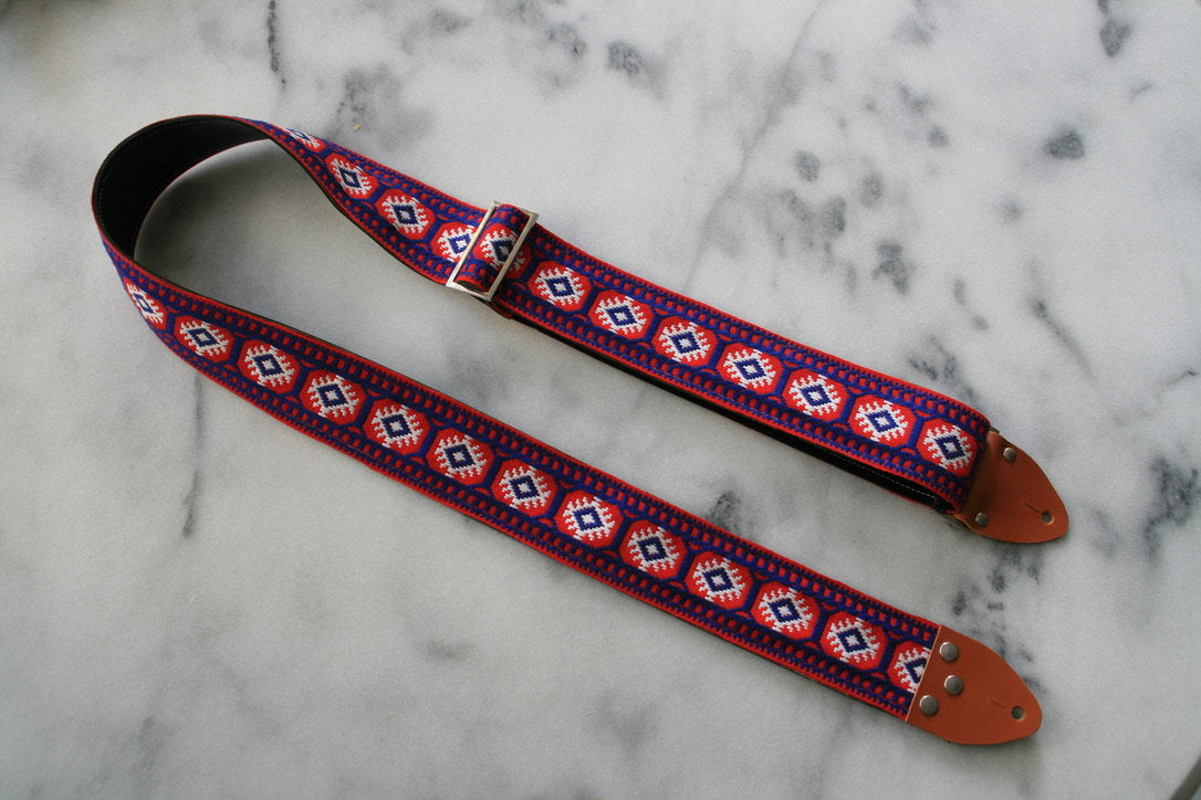 Red 'Pillars' Guitar/Bass Hippie Strap