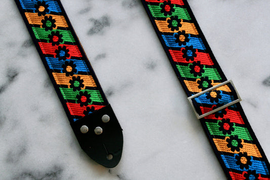 Multicolor 'Anemone' Guitar/Bass Hippie Strap