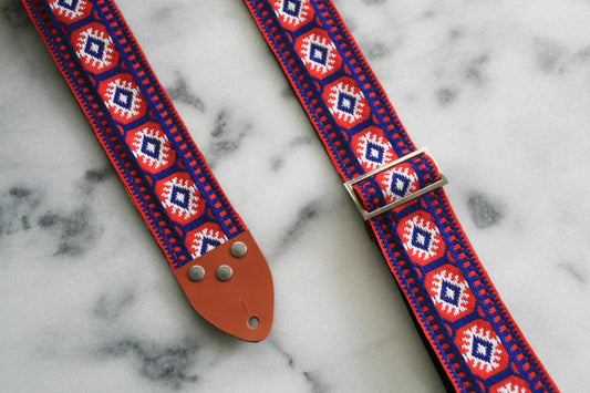 Red 'Pillars' Guitar/Bass Hippie Strap