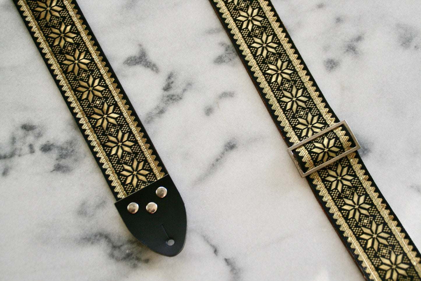 Gold 'Poinsettia' Guitar/Bass Hippie Strap