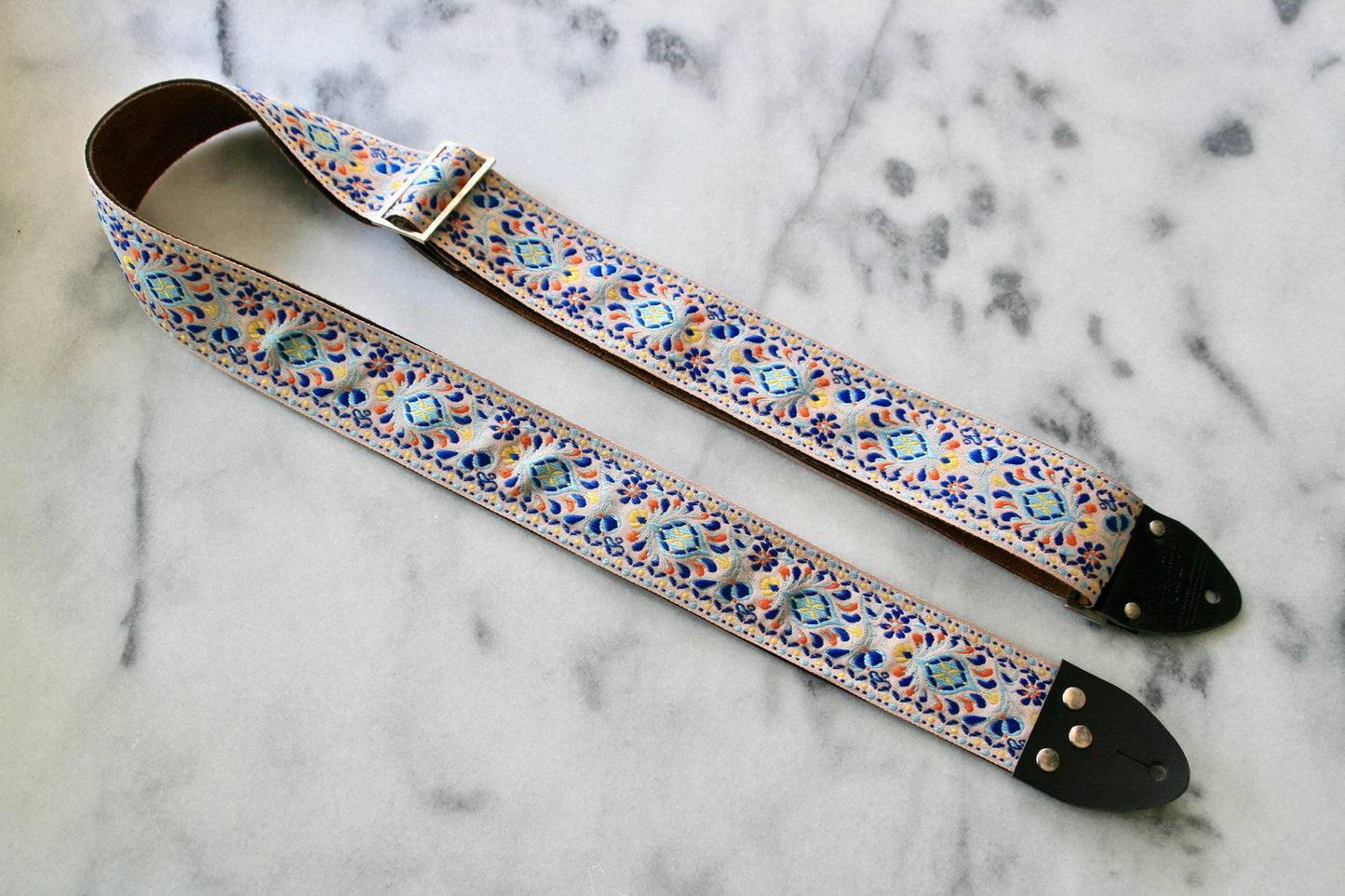 White 'Peacock' Guitar/Bass Hippie Strap