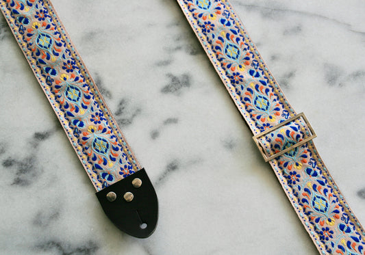 White 'Peacock' Guitar/Bass Hippie Strap