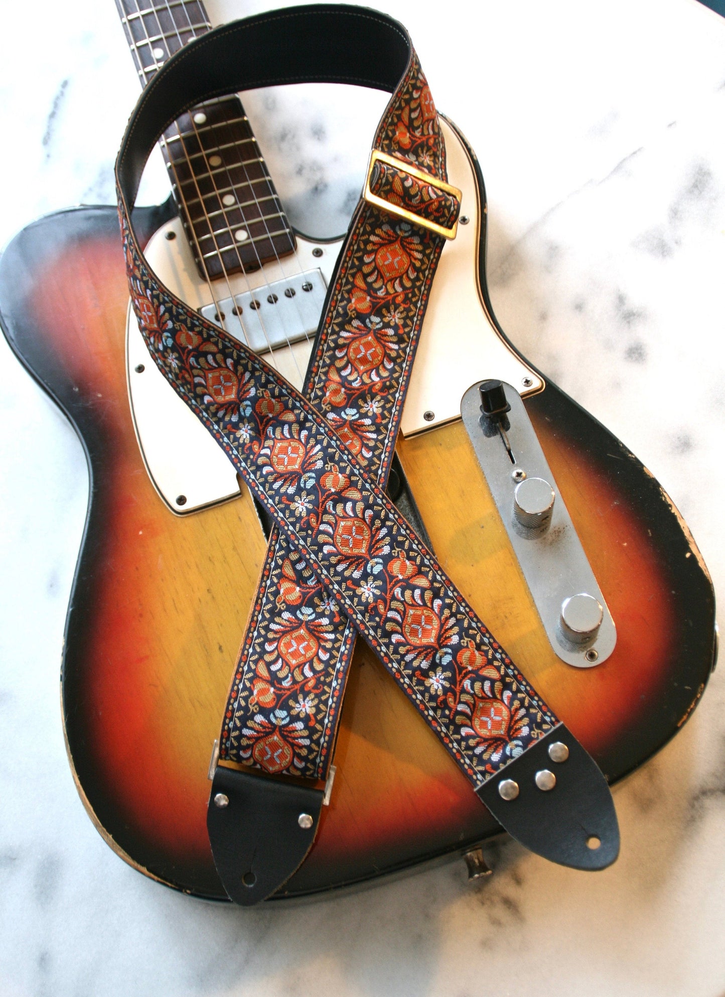 Red 'Peacock' Guitar/Bass Hippie Strap