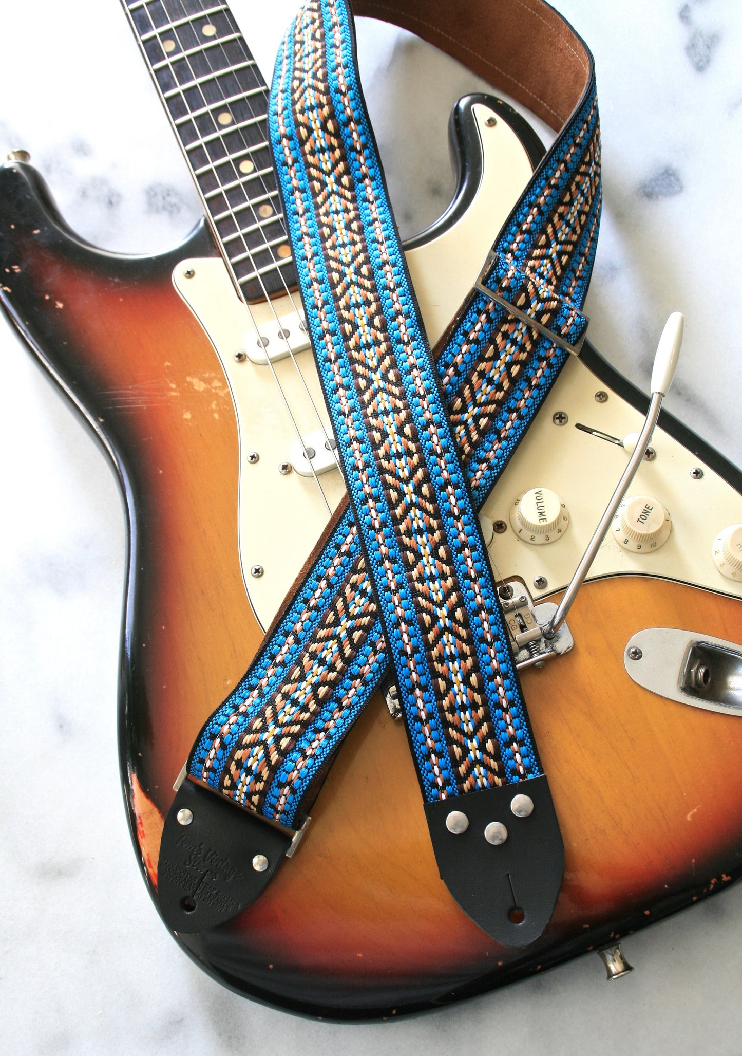 Blue 'Maco' Guitar/Bass Hippie Strap