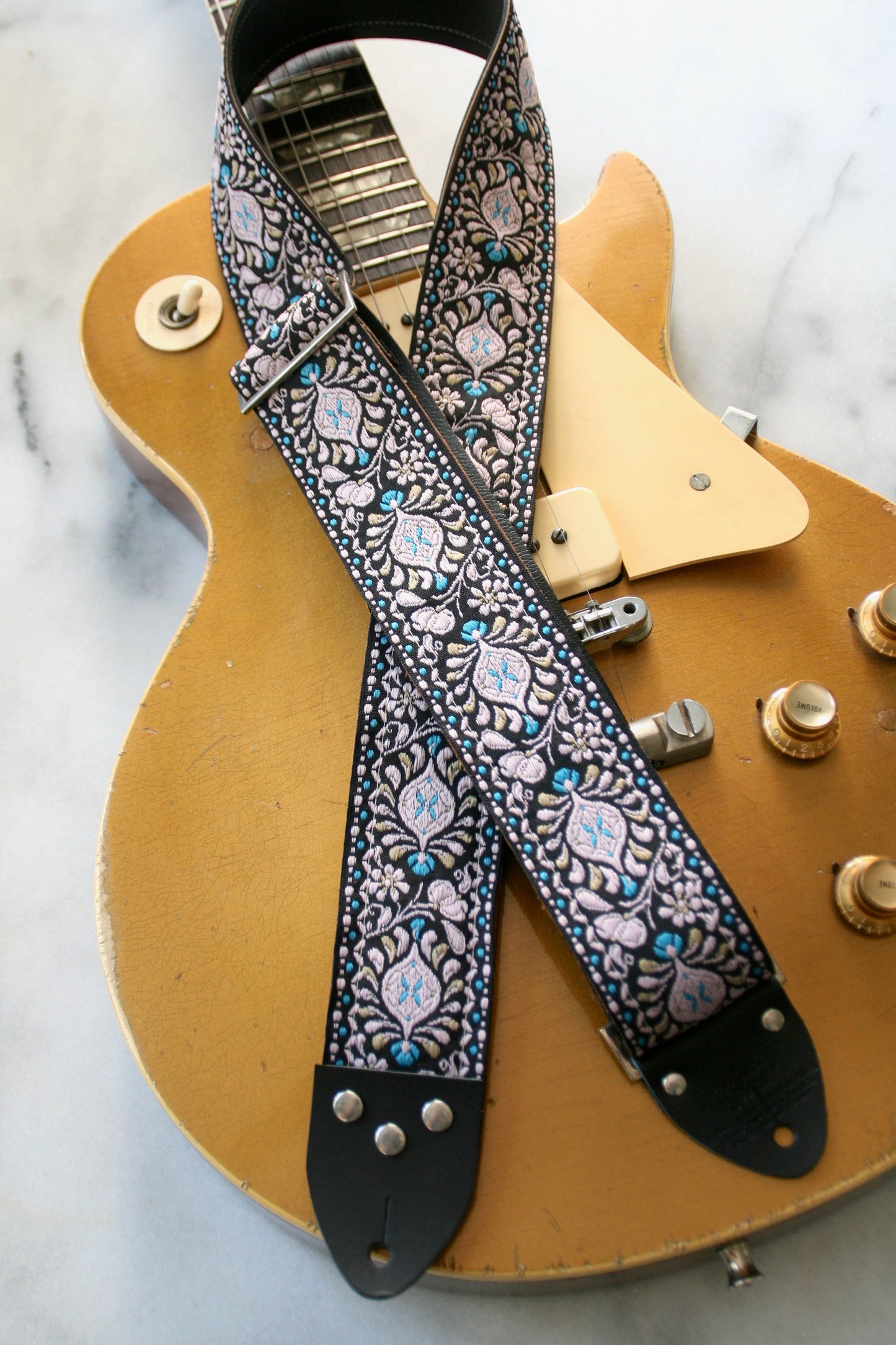 Black 'Peacock' Guitar/Bass Hippie Strap