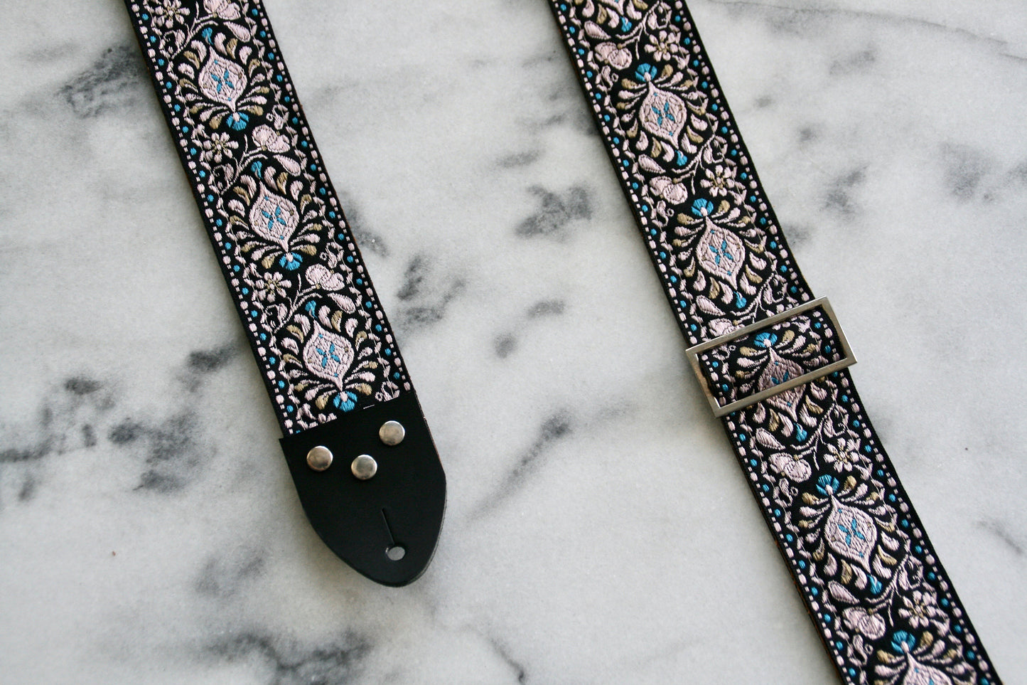 Black 'Peacock' Guitar/Bass Hippie Strap