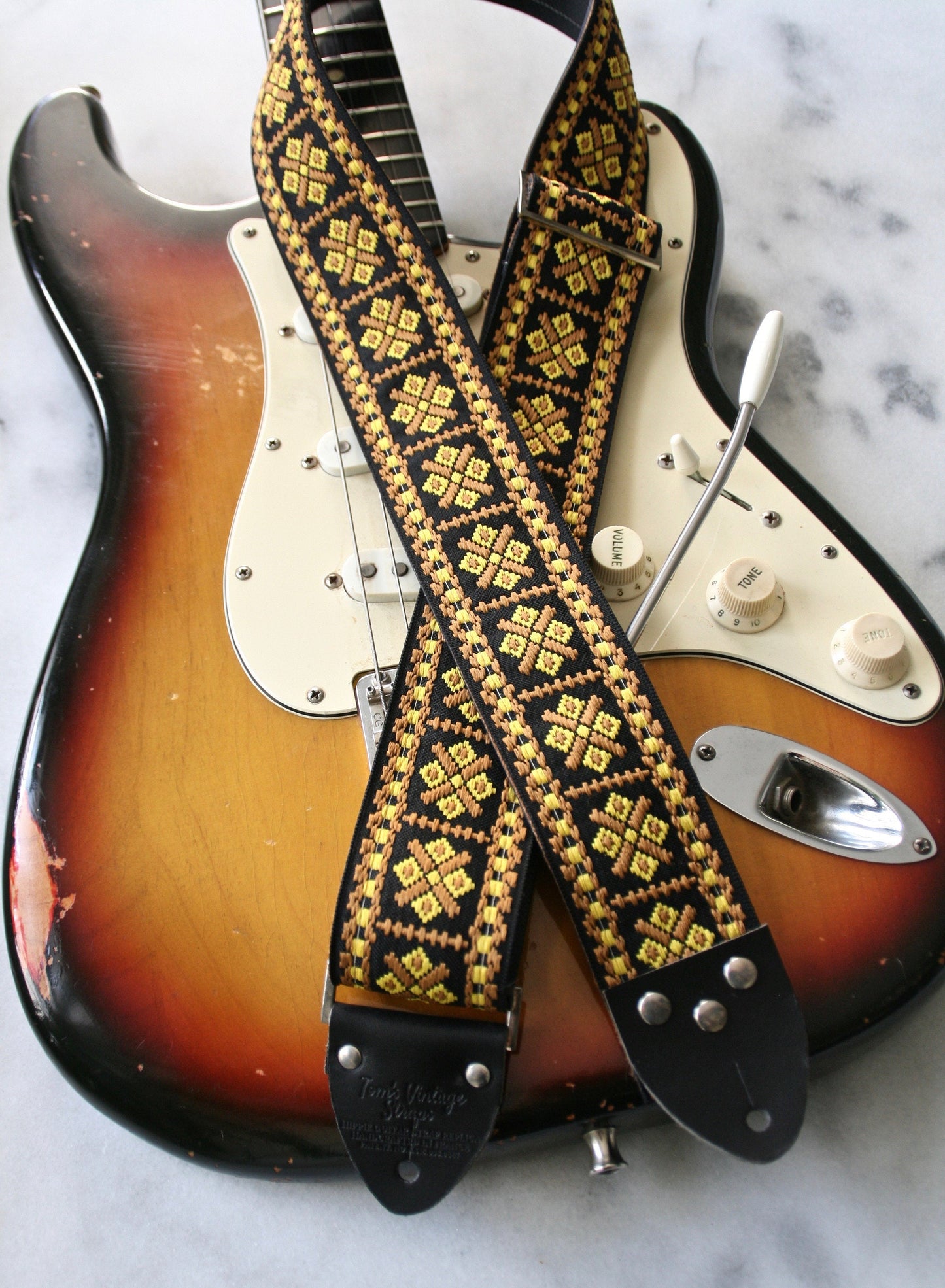 Gold 'Crossroads' Guitar/Bass Hippie Strap