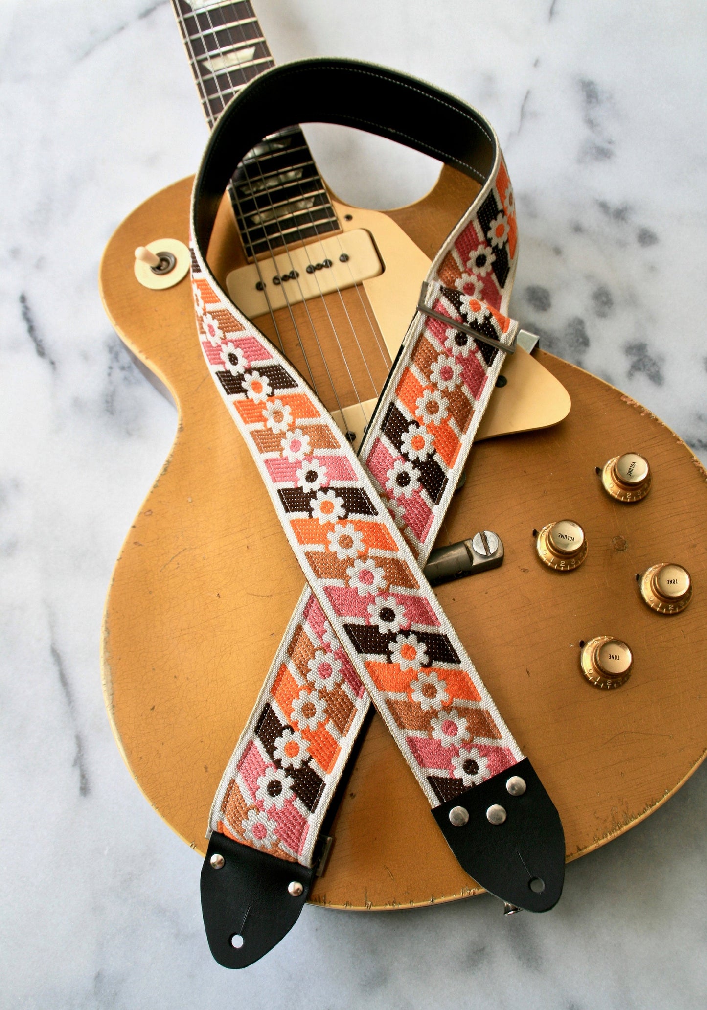 Orange 'Anemone' Guitar/Bass Hippie Strap