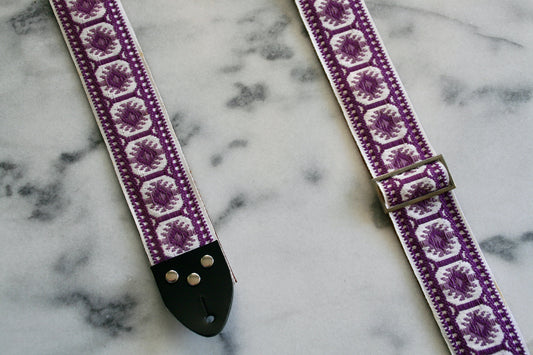 Purple 'Pillars' Guitar/Bass Hippie Strap