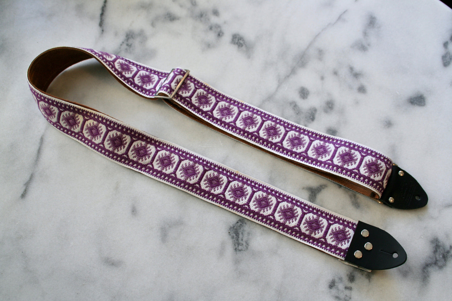 Purple 'Pillars' Guitar/Bass Hippie Strap