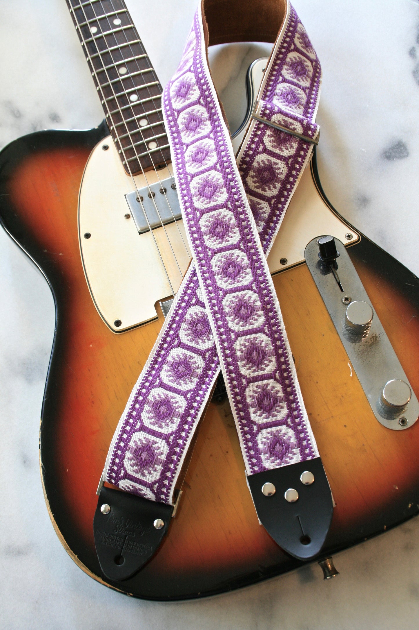 Purple 'Pillars' Guitar/Bass Hippie Strap