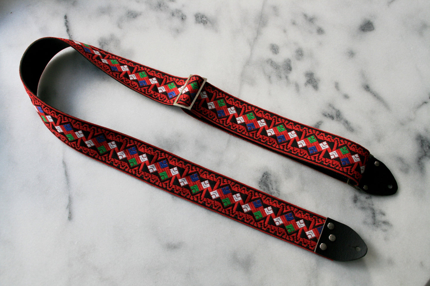 Red 'Diamonds' Guitar/Bass Hippie Strap